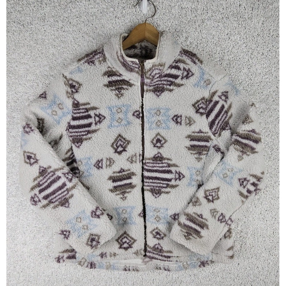 Avalanche Fleece‎ Faux Sherpa Pullover Women's XL Geometric Aztec Full Zip Soft!